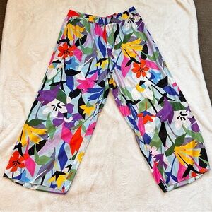 Eloquii Tropical Print Wide Leg Pant Plus Size 16